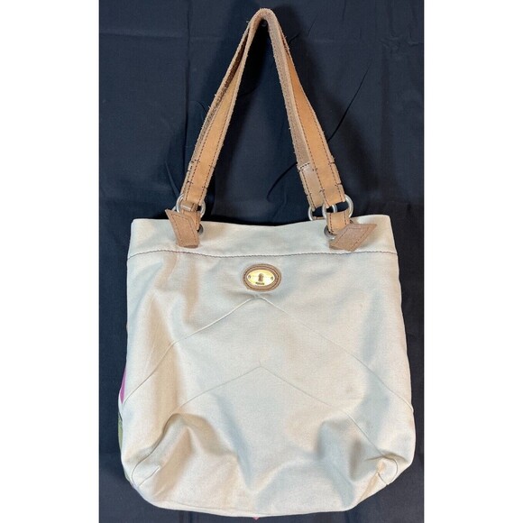 FOSSIL JESSE IVORY,OLIVE‎ GREEN,PINK FAB EMBELLISHED TOTE,SHOULDER HANDBAG,PURSE - Picture 8 of 15